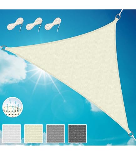 Sonnensegel Rechteckig 1,4x5 M – HDPE Mit UV-Schutz, Creme, Inkl. Edelstahl-Befestigung