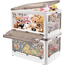 Creahaus 2 stuks 28 liter plastic opbergbakken met wielen, vijf deuren stapelbare opbergbakken, speelgoed organizer container, plastic vuilnisbak voor organisatie, opbergkast (blauw
