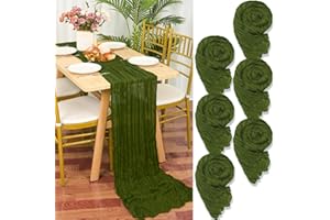 YMHPRIDE 6 Pezzi Runner da Tavola in Garza Verde oliva, 90 x 300cm Verde Runner da Tavola per Formaggio per Matrimonio Addio al Nubilato Baby Shower Decorazioni Feste di Compleanno