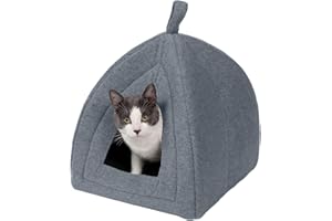 Furhaven Small Cat Bed Polar Fleece Foldable Pet Tent, Washable - Heather Gray, Small