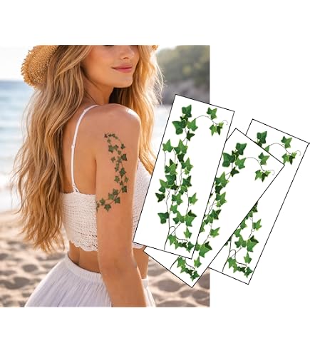 Groe Efeu Blatt Rebe Temporre Tattoos - 12 Blatt | Poison Ivy Kostm  Zubehr | Wasserdicht & Einfach anzubringen, Zusammenfgen : Amazon.de:  Kosmetik