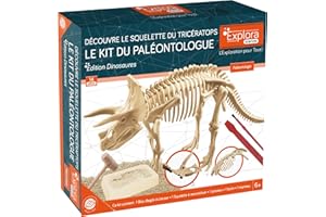 EXPLORA SCIENCES EXPLORA - Tricératops - Kit De Paléontologue - 039399 - Plâtre à Creuser - Dinosaures - Kit de Découverte - Jeu pour Enfant - Scientifique - Éducatif - Aventure - Ludique - Jouet - À Partir de 6 Ans