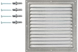 DEMLOU Presa d'Aria in Acciaio Zincato 25 x 25 cm, Griglia di Ventilazione in Metallo con Rete Protettiva, Griglia di Ventilazione per Interni/Esterni, Griglia di Ventilazione in Metallo con Rete.