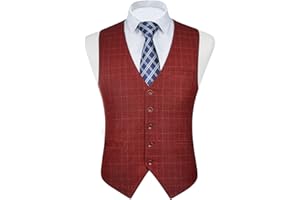 FAIMO Waistcoat Mens Formal Plaid Waistcoat Classic Check Waistcoats for Men with pockets Suit Vest