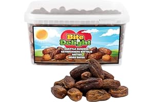 Bite & Delight Daktyle suszone – Całe i naturalne – Aromatyczne i słodkie - Pyszne i soczyste - Gotowa do spożycia przekąska owocowa - Wegańska - Bez dodatku cukru - 2500 ml / 1,25 kg