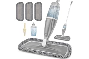 Microfibre Spray Mops for Floors Cleaning - EXEGO Dust Dry Wet Mop with 3 Washable Pads and Refillable Bottle Floor Mops with Spray for Hardwood Laminate Ceramic Hard Floors (Grey)