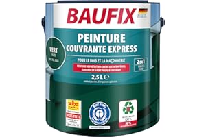 Baufix Express Peinture couvrante vert mat 2,5 l - Peinture de protection contre les intempéries - Peinture pour bois - Durable - Convient pour bois/plâtre/maçonnerie/meubles/clôtures