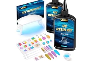 UPDOKIT UV Resin mit UV Lampe, 240 g UV Resin Hart Kristallklares von Schmuck Herstellung, Ohrringe, Halsketten, Armbändern, Kunst Anhänger, DIY Handwerk