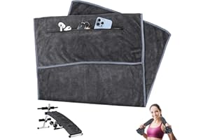Nakutita Asciugamani Microfibra, Asciugamano Palestra, Super Assorbente Telo Palestra, Con Tasca Con Cerniera, Per Esercizi Di Fitness, Yoga, Sport Al Chiuso e All'Aperto, 40 x 100 cm (Grigio)