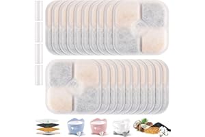 Foydream Katzenbrunnen Filter für Catit Pixi Trinkbrunnen Filter, 20 Stück Katzenbrunnen Filters, Dreifaches Filtersystem, Ersatzfilter Katzen Wasserfilter mit Harz und Aktivkohle, mit 4 Schläuchen