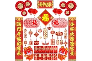 ZSTNPP Chinese New Year Decorations 2024, Chinese New Year Couplets, Chinese Window Stickers, Chinese New Year Red Envelopes for Spring Festival Lunar New Year Party Decorations