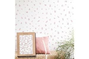 Pegatinas Pared Decorativas | Vinilo Adhesivo Pared Hojas Acuarela | Efecto Papel Pintado | Cubre 6 m² | 160 piezas | TRESXICS (Rosa)