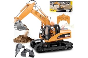 FORMIZON Löffel Hydraulikhammer Holzgreifer 3-in-1 2.4GHz Ferngesteuerter Bagger ab 8 Jahre, 1:14 Maßstab 15CH Anbaugeräte aus Metalllegierung Bagger Spielzeug ab 8 9 10 11 12 Jahre Jungen Geschenk