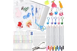 TEGOVE 228 Pcs Kit de Plastico Mágico Termocontraíble,Shrink Plastic,Kit de Hojas Transparentes,para Hacer Llaveros para Niños Manualidades DIY