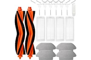 JINDEHUI Accessori Kit di Ricambi per Xiaomi Robot Vacuum-Mop 2S / Xiaomi Robot Vacuum S12 Robot Aspirapolvere, 2 Spazzola Principale, 6 Spazzole Laterali, 4 Filtro Hepa, 4 Panni Mop