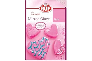 ‎RUF RUF Mirror Glaze Pink, gebrauchsfertig im Beutel, hochglänzende Spiegel-Glasur zum Glasieren von Mousse-Torten, Gebäck & Muffins, glutenfrei, 1 x 100g