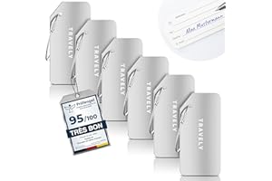 Travely Étiquettes de bagage de qualité supérieure - Facile à reconnaître, robuste et sûre - Avec étiquette nominative et protection de la vie privée - Étiquettes d'adresses polyvalentes et pratiques