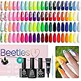 Beetles Gel Nail Polish Set-36 Colors Rainbow Nails Neon Juicy Picnic Party Collection & Rhinestone Gel Nail, 46Pcs Fruit Bubbles Nails Blue Green Pink Color with Top Base Coat Liner Brush