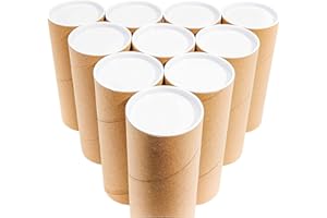 JUVALE 10-Pack Mailing Tubes with Caps for Packaging Posters, 76x152 mm Round Cardboard Mailers for Shipping Artwork, Advent Calendars, Classroom Craft, DIY Projects, Gifts