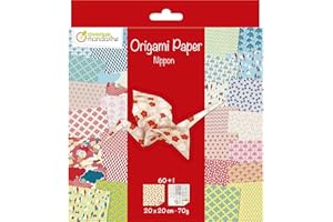 AVENUE MANDARINE MY MANDARINE OR514C - Un paquet de 60 feuilles Origami 20x20 cm 70G (30 motifs x 2 feuilles) + une planche de stickers ''Yeux'', À partir de 7 ans - NIPPON