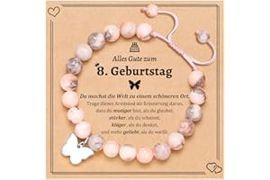 Aunis 7./8./9./10./11./16. Geburtstagsgeschenke für Mädchen, Schmetterlings-Natursteinarmbänder mit Zitatkarte