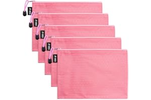 LUHIUMOYA A5-Stück Dokumententasche, Wasserdicht Dokumententasche mit Reißverschluss,Beutel für Papier, Dokumente, Datei, Kosmetika, Hausaufgaben（Rosa）