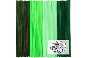 TOAOB THE ONE AND ONLY BABY TOAOB 100 Pezzi Scovolini Ciniglia Steli per Lavoretti Verdi Pipe Cleaner Bastoncini Decorativi e 100 Occhi Mobili Adesivi per Fai da Te Artigianato Scrapbooking Bambole Pupazzi
