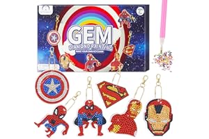 MATHARAGO Diamond Art for Kids 6 Pcs DIY Diamond Painting Cute Keyrings Set, Painting by Number Gem Keychains Craft Kits for Kids Ages 6-12, Gifts for Birthday, Back to School (ZZX005)