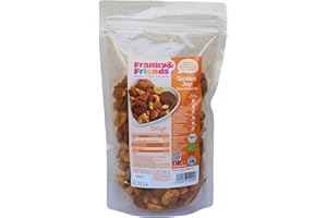 Franky & Friends Nussmischung Golden Joy, 500g, ohne Rosinen, Cashewkerne, Mandeln, Kurkuma Pulver, Ingwerpulver, Ceylon Zimt, Nussmischung bio, Trockenobst ungezuckert, Nussmischung Großpackung
