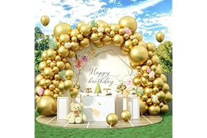FEYG 140 PCS Gold Balloon Arch Kit, Metallic Gold Balloons 5 10 12 18 Inch Balloon Garland Kit, Different Sizes Party Balloons Decorations for Birthday Party Decorations Wedding Baby Shower Decorations