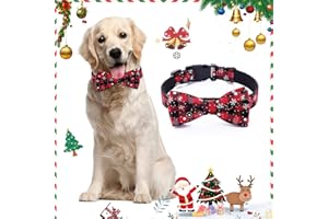 WNING Collare per cani con papillon, classico collare per cani a quadri natalizi con fiocco di neve con fibbia regolabile per cani di taglia media taglia grande Animali domestici (rosso, L)