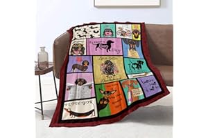 ‎DOMGOGE Dackel-Hundedecke für Damen und Herren, niedlich, lustig, Flanell-Fleecedecke, Plüsch, leicht, Dackel, Hund, 3D-bedruckte Decke, Geschenke für Hundeliebhaber, Kinder, Couch-Sofa, 130 cmx152 cm