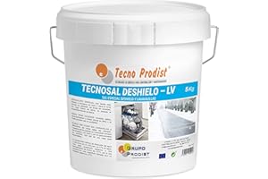 TECNO PRODIST TECNOSEL DÉGEL (5 Kg) sel de déneigement fondre la glace et neige en hiver, dégivrage idéal chemins, déneigement des entrées, parkings ou autoroutes, double usage, sel lave-vaisselle, en seau