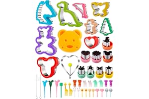 Cortadores de Galletas 45 Piezas, Nifogo Moldes de Galletas, Cortadores de Sandwich Cortador de Frutas y Verduras Acero Inoxidable con Tenedores de Fruta