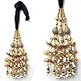SANDYNAVZ Long Length Ball design Hair Paranda for Women, braide tassles, hair accessory for wedding, Parandi Punjabi Tassles Hair Paranda Braid Parandi Choti Big Parada (Golden)