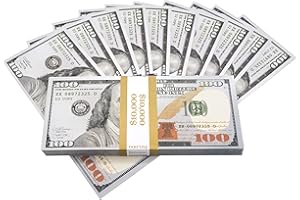Big Screen Stacks | x$100 REALISTIC PROP MONEY | $10,000 FULL PRINT FAKE MONEY DOLLARS | UK COMPANY | INCLUDES SPARE BANK STRAP. Play notes for TV, kids money education, party games & fancy dress.