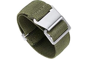 BINLUN Elastyczny Nylonowy Pasek Spadochronowy w Stylu Marynarki Wojennej Wymienny Materiałowy Pasek Do Zegarka z Haczykiem i Pętelką Czarny/Srebrny Mężczyźni Kobiety 13 Kolorów, 3 Rozmiary 18/20/22 mm