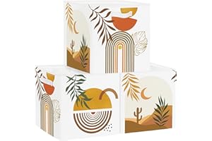 HUUMONSS 30cm Boîtes de Rangement Lot de 3 Boho Feuilles Livres Rangement de Vêtements pour Placard Étagères Coffre à Jouets Enfant Abstraite Géométrique Botanique