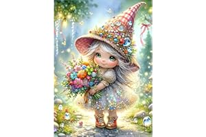 GDYEEH 5D Fille Elfe Diamond Painting, DIY Fleurs Broderie Diamant Painting Complet, Dessin Animé Art du Diamant Peinture Strass Point de Croix Painting pour Adultes Débutants Murale Décor 30x40 cm