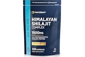 HORBÄACH Shilajit Himalayano Puro Capsule | 1500 mg | 60% di Acido Fulvico | 120 Capsule Vegane | Integratore Alimentare di Estratto di Shilajit dalla Fonte Himalayana | Shilajit Complex | Horbaach