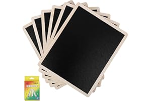 Kurtzy 6 Lavagnette con Gessetti - Lavagna Nera Cancellabile da Parete - Lavagnetta con Cornice Legno - Double Face da Muro - Lavagne Nere per Bambini - da Appendere in Cucina