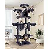 Globlazer XXL Cat Tree for 3-5 Cats, 204 cm Tall Cat Tree with 3 Padded | Solid, beautiful XXL cat tree with hammock with 3 p