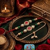 CraftVatika Rakhi Set for Brother and Bhabhi, Lumba Flo...
