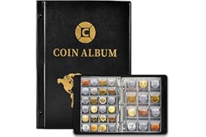CUIDONGSHENG Album Collection Pièces de Monnaie 420 Poches,Rangements Pièces de Monnaie 3.5 * 3.5 cm/4.5 * 4.5 cm,Classeur Piece 2 Euros,Livre Pieces 25x19 cm,Album Collection pour Pièces de Monnaie,Monete,Badges