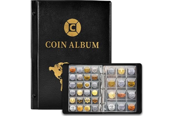 Album Collection Pièces de Monnaie 420 Poches,Rangements Pièces de Monnaie 3.5 * 3.5 cm/4.5 * 4.5 cm,Classeur Piece 2 Euros,Livre Pieces 25x19 cm,Album Collection pour Pièces de Monnaie,Monete,Badges