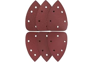 HEOZHUYI 30 Piezas Lijas para Lijadora Mouse, Lija Mouse Papel de Lija, Lijas Triangular 11 Agujeros con Gancho y Bucle para Lijado Pulido Lijadora Madera, Grano 60 80 100 120 180 240