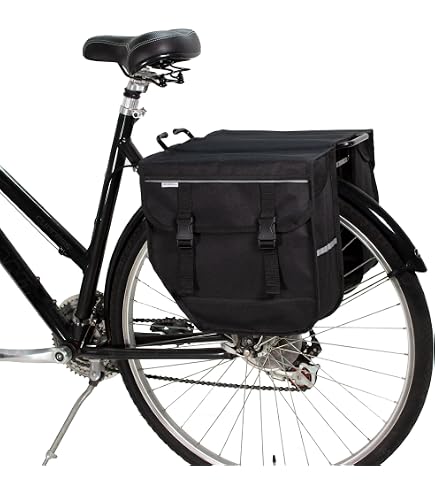 Sacoches Arrière Double Vélo – Noires, Génériques, Porte-bagages – Idéales Courses