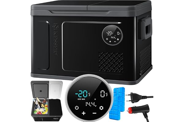 KESSER® Glacière à compresseur 2en1 double zone de réfrigération & de congélation, électrique Glacière de congélation Commande tactile LED 12/24 V 230V, Réfrigération jusqu'à -20 °C 49 Litres