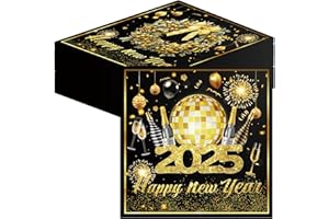 BUSCANDO 40Stück Servietten Happy New Year Silvester Deko Neujahr Tischdeko Schwarz Gold Silvester Servietten Neujahr Party Dekoration Einweg Neujahr Papierservietten 33x33cm Silvester Party Supplies