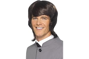 SMIFFY'S Smiffys Peluca de hombre moderno de los 60, marrón